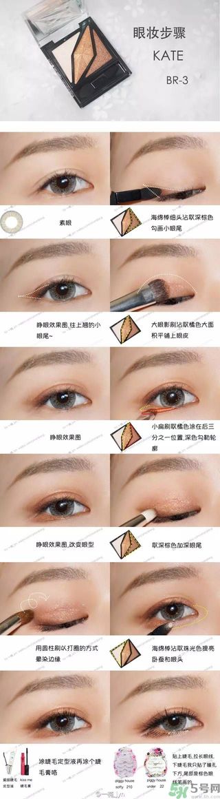 凱朵kate覺(jué)醒鉆光閃耀杏仁三色眼影使用方法及畫法步驟