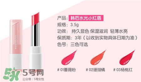 韓后小紅唇水誘唇膏色號(hào)_試色圖大全
