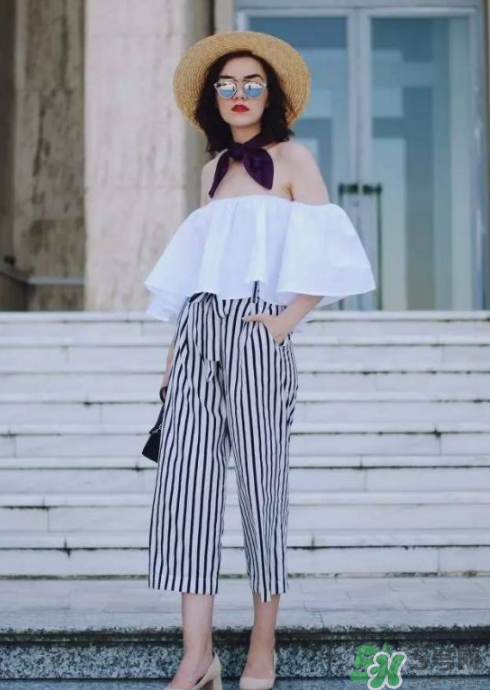 條紋闊腿褲配什么上衣？條紋闊腿褲搭配上衣圖片