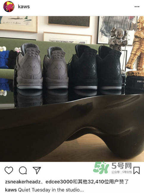 kaws與air jordan 4聯(lián)名黑色版本多少錢(qián)？aj4純黑限定發(fā)售價(jià)格