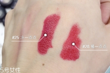 嬌蘭寶石口紅25還是28？兩款冰冰紅大比拼