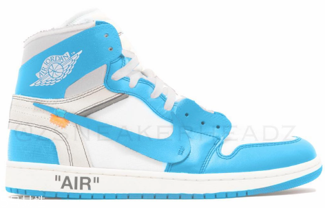 off white聯(lián)名air jordan 1北卡藍(lán)配色發(fā)售時(shí)間_多少錢？
